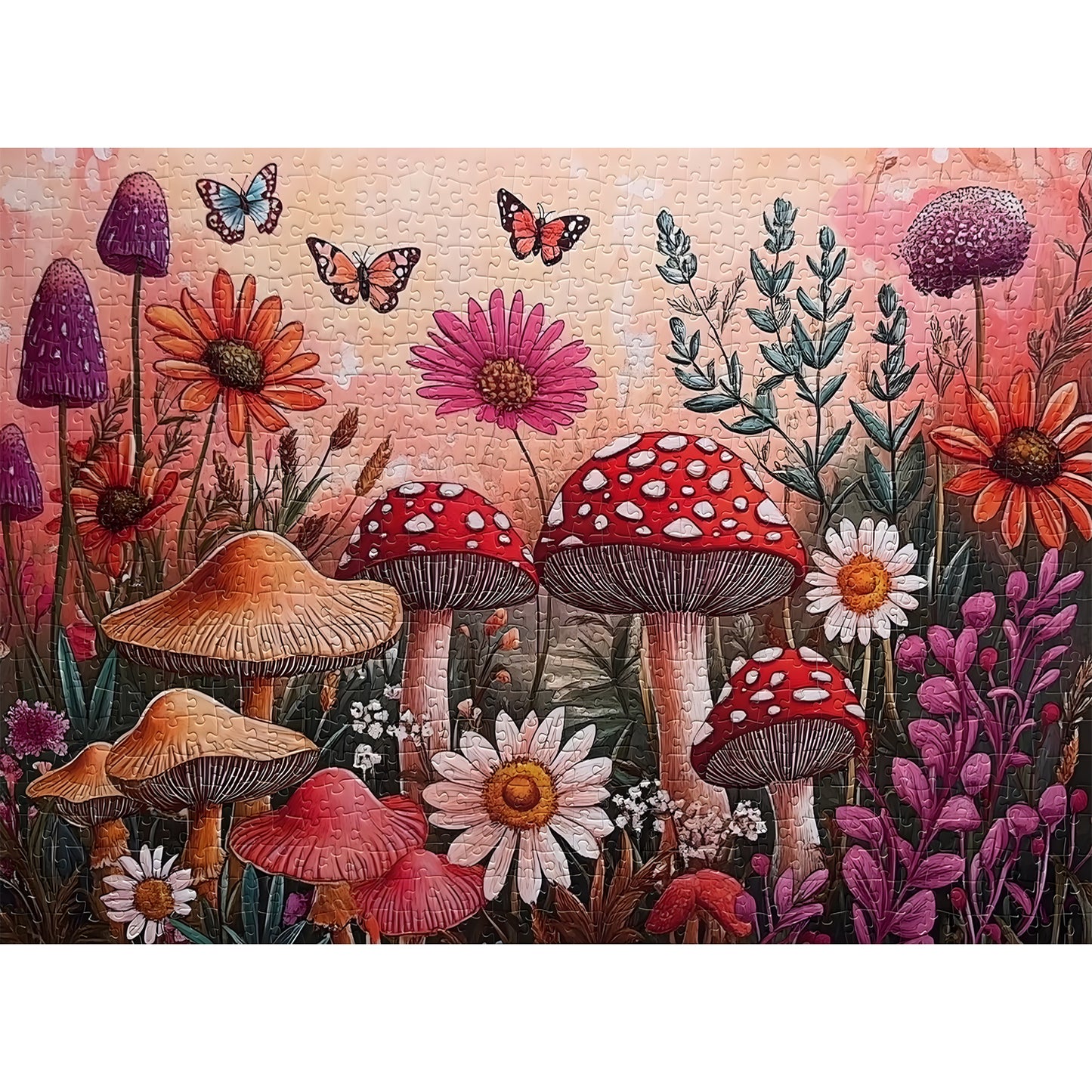 Yunlus Jigsaw Puzzles for Adults 1000 Pieces Impossible Hard Difficult Challenging Puzzles for Teens 1000pc Puzzles Whimsical Garden Flowers Mushroom Plant Jigsaw Puzzle 1000 Piece 28 x 20 inch