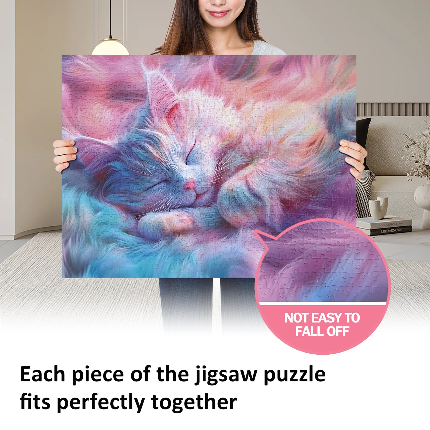 Yunlus Jigsaw Puzzles for Adults 1000 Pieces Cure Sweet Cat 1000pc Puzzles Impossible Hard Difficult Challenging Puzzles for Adults Sleeping Kitten Jigsaw Puzzle 1000 Pieces 28 x 20 inch