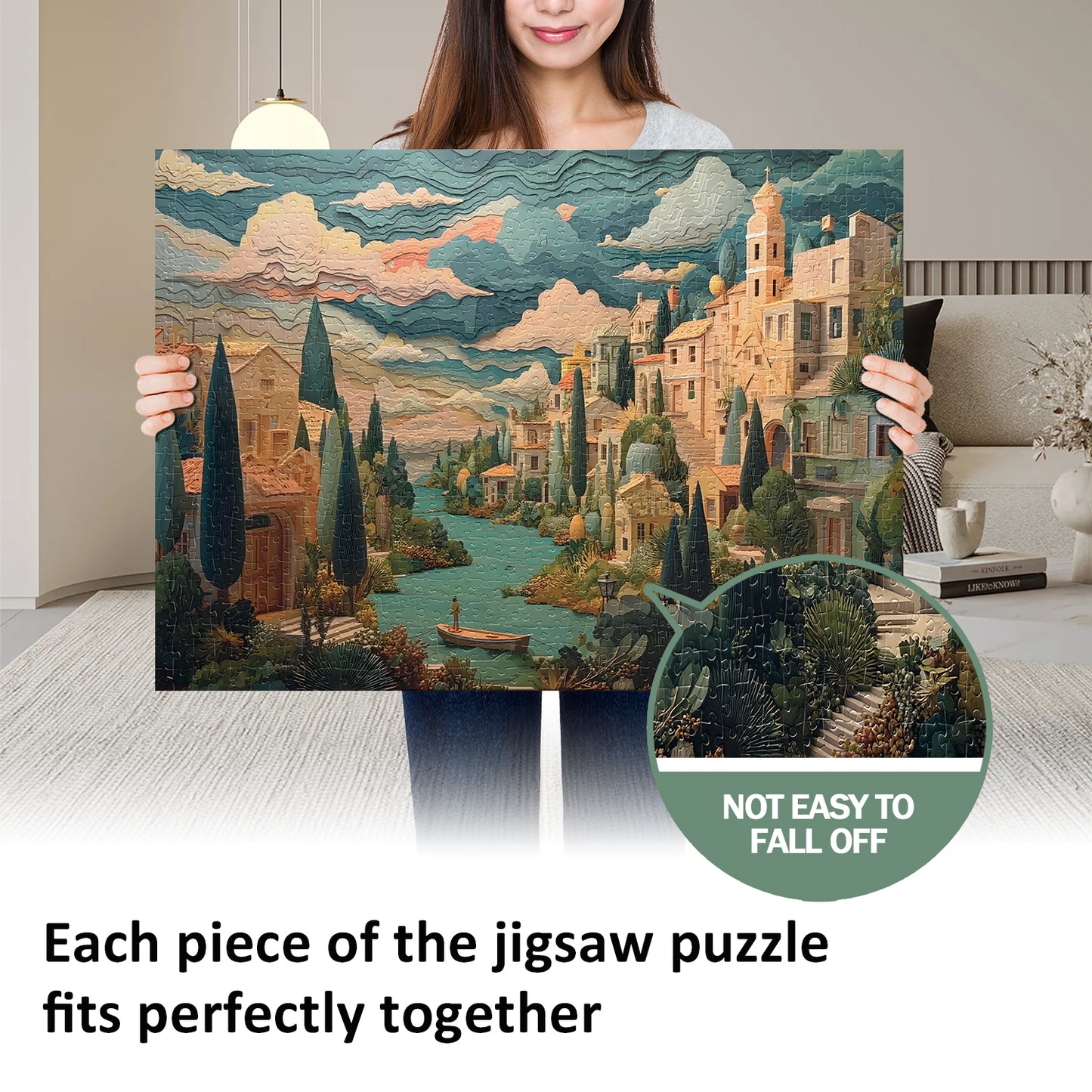 Jigsaw Puzzles for Adults 1000 Pieces Impossible Hard Difficult Challenging Puzzles for Adults 1000pc Puzzles A Peaceful Town Jigsaw Puzzle 1000 Pieces 28 x 20 inch