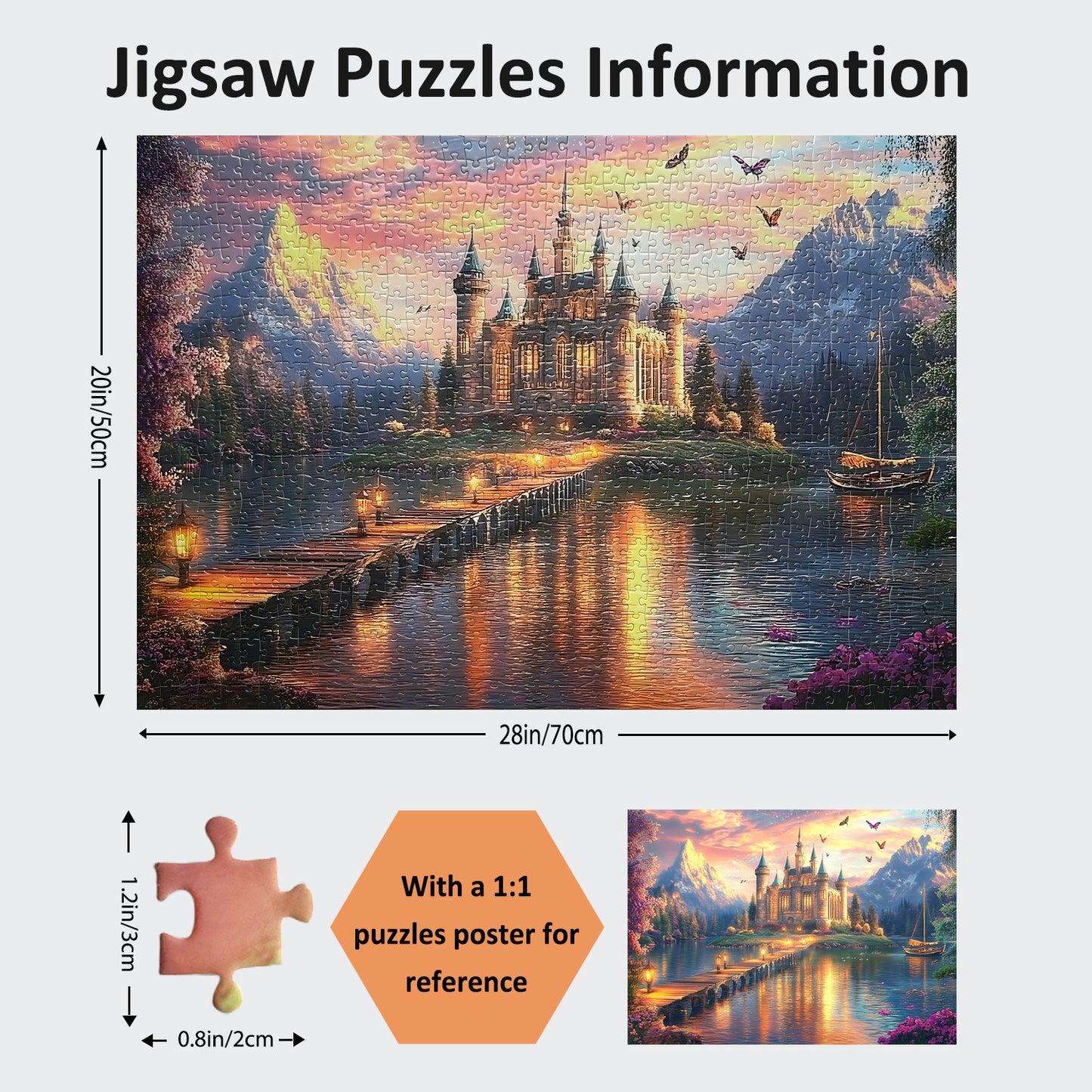 Jigsaw Puzzles for Adults 1000 Pieces Impossible Hard Difficult Challenging Puzzles for Adults 1000pc Puzzles Castle Sunset Jigsaw Puzzle 1000 Pieces 28 x 20 inch