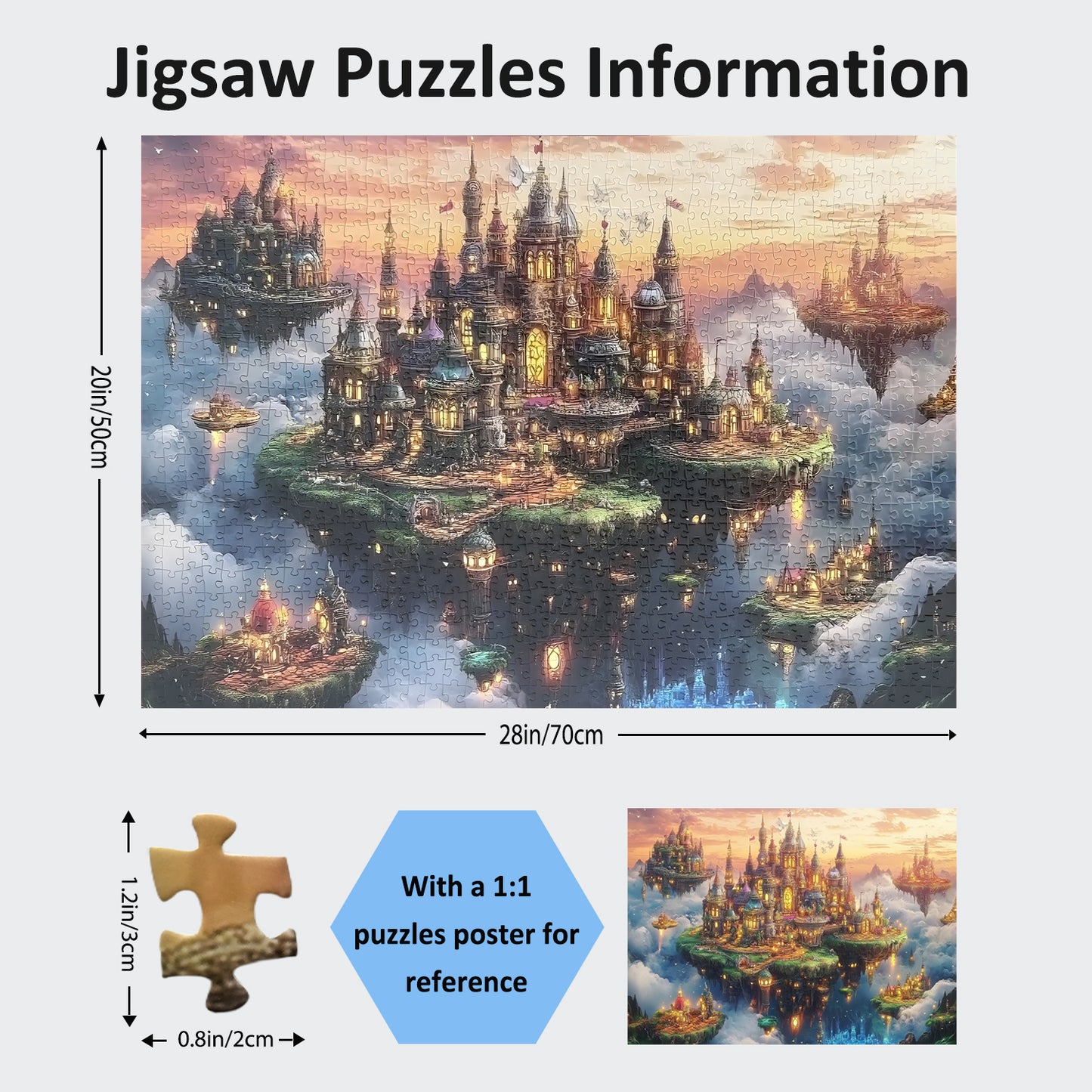 Yunlus Jigsaw Puzzles for Adults 1000 Pieces Impossible Hard Difficult Challenging Puzzles for Adults 1000pc Puzzles City of The Skyward Kingdoms Jigsaw Puzzle 1000 Pieces 28 x 20 inch