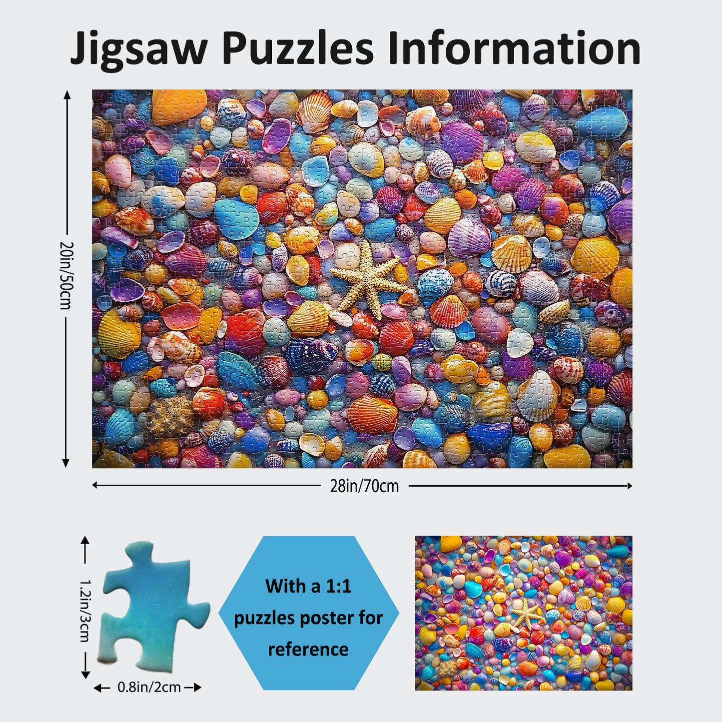 Yunlus Jigsaw Puzzles for Adults 1000 Pieces Impossible Hard Difficult Challenging Puzzles for Adults 1000pc Puzzles Beach Colourful Shell Jigsaw Puzzle 1000 Pieces 28 x 20 inch
