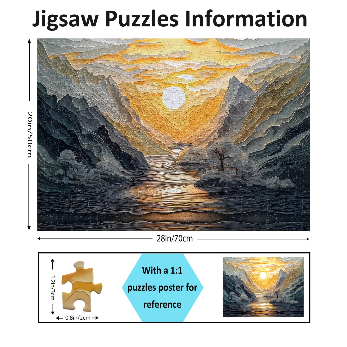 Jigsaw Puzzles for Adults 1000 Pieces Impossible Hard Difficult Challenging Puzzles for Adults 1000pc Puzzles Sunrise at Mountain Peak Jigsaw Puzzle 1000 Pieces 28 x 20 inch