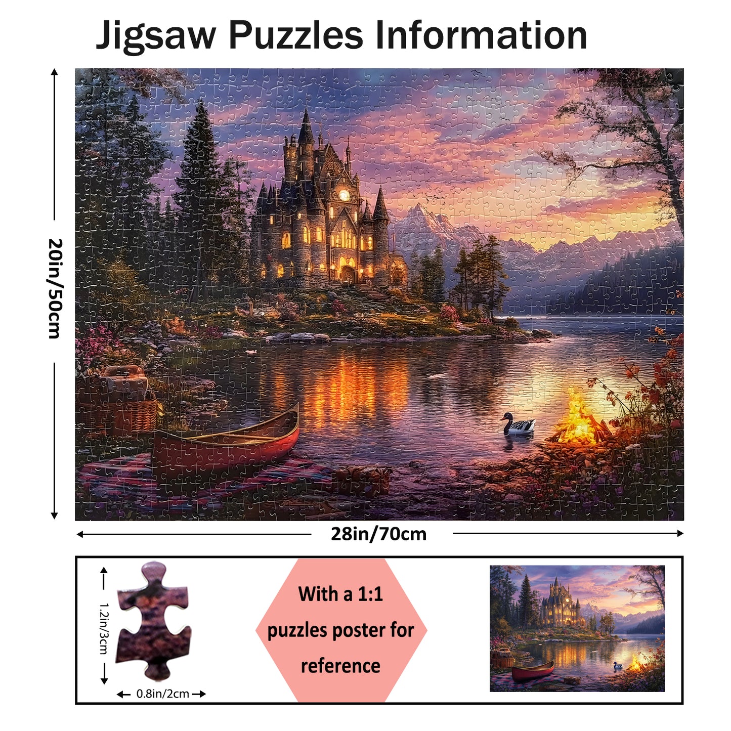 Yunlus Jigsaw Puzzles for Adults 1000 Pieces Twilight Castle Impossible Hard Difficult Challenging Puzzles for Adults Teens 1000pc Reflections Lake Jigsaw Puzzle 1000 Pieces 28 x 20 inch