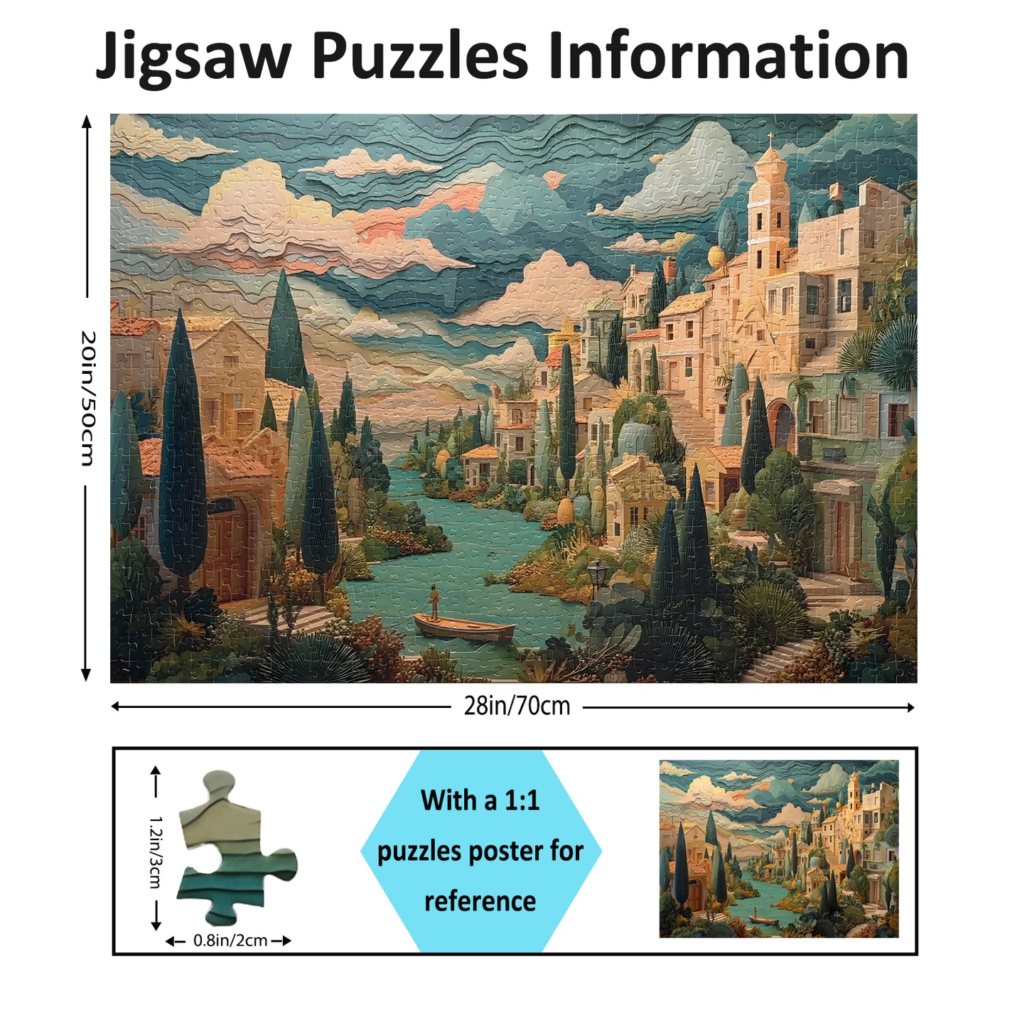 Jigsaw Puzzles for Adults 1000 Pieces Impossible Hard Difficult Challenging Puzzles for Adults 1000pc Puzzles A Peaceful Town Jigsaw Puzzle 1000 Pieces 28 x 20 inch