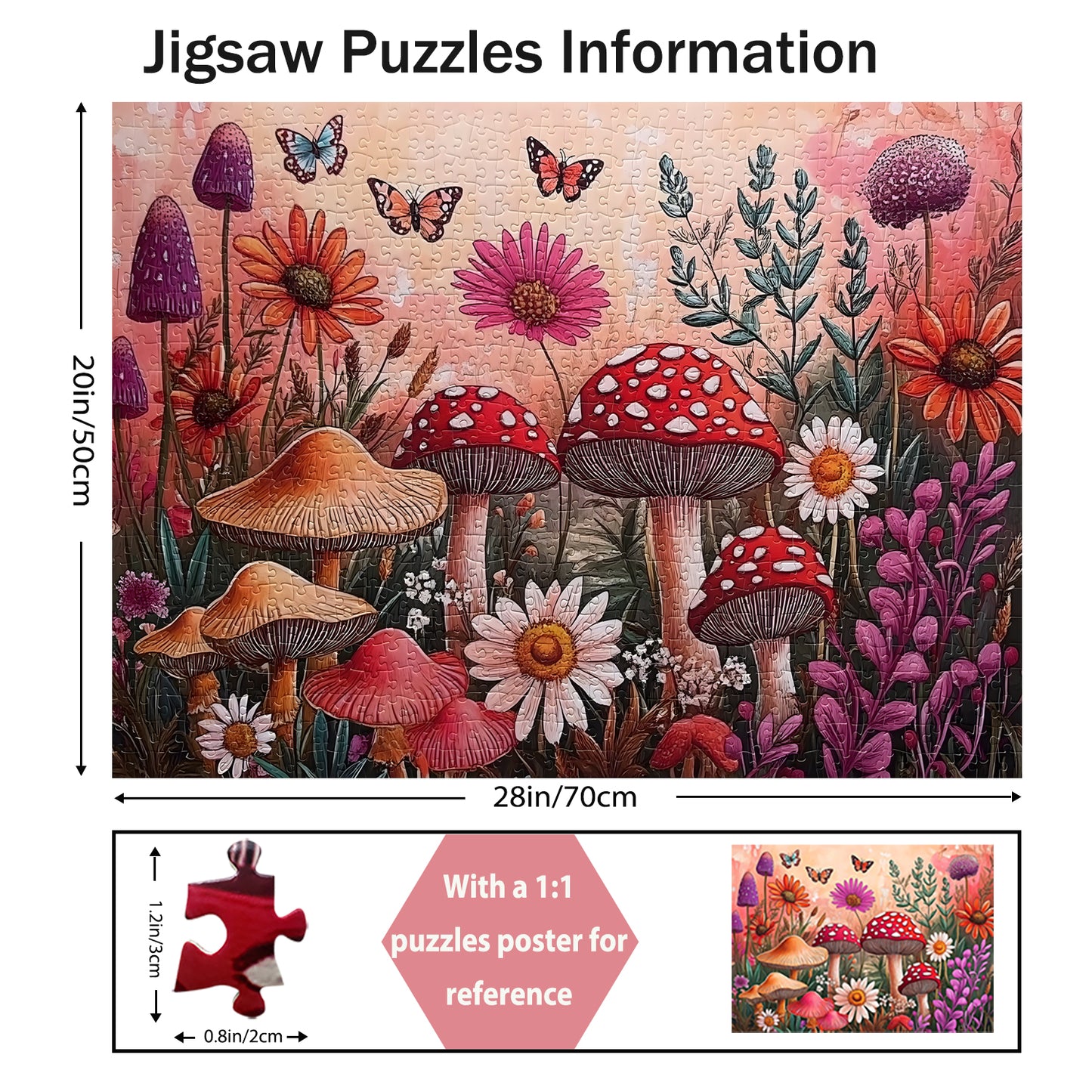 Yunlus Jigsaw Puzzles for Adults 1000 Pieces Impossible Hard Difficult Challenging Puzzles for Teens 1000pc Puzzles Whimsical Garden Flowers Mushroom Plant Jigsaw Puzzle 1000 Piece 28 x 20 inch