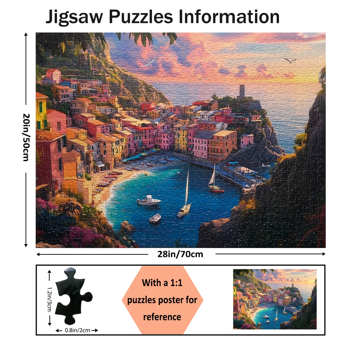 Yunlus Jigsaw Puzzles for Adults 1000 Pieces Impossible Hard Difficult Challenging Puzzles for Adults Coastal Serenity Harbo Jigsaw Puzzle 1000 Pieces Nature 1000pc Puzzles 28 x 20 inch