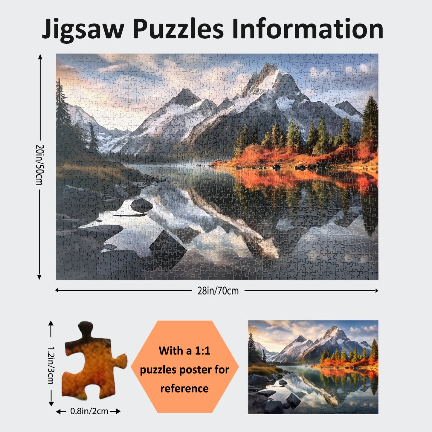 Yunlus Jigsaw Puzzles for Adults 1000 Pieces Impossible Hard Difficult Challenging Puzzles for Adults 1000pc Puzzles Reflections of The Majestic Peaks Jigsaw Puzzle 1000 Pieces 28 x 20 inch