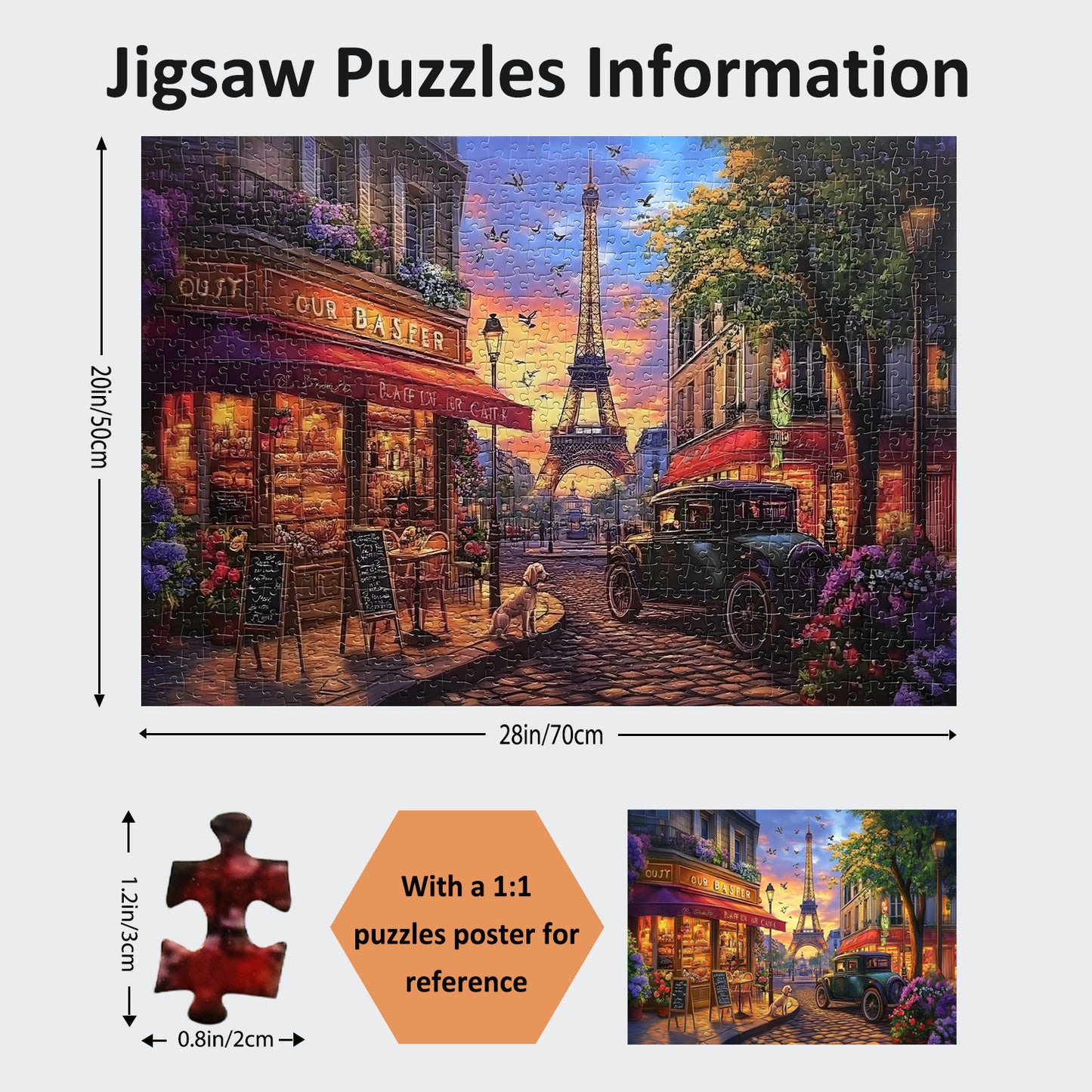 Yunlus Jigsaw Puzzles for Adults 1000 Pieces Impossible Hard Difficult Challenging Puzzles for Adults 1000pc Puzzles Charming Paris Street Jigsaw Puzzle 1000 Pieces 28 x 20 inch