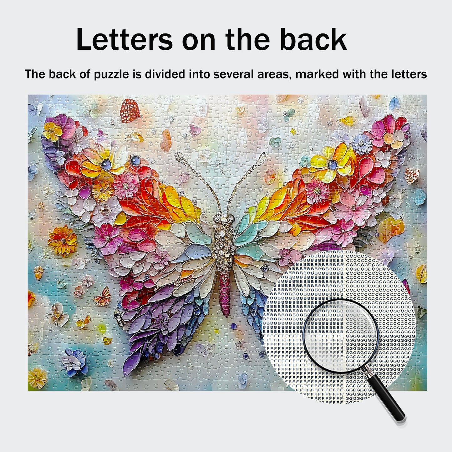 Puzzles Yunlus pour adultes 1000 pièces Impossible Difficile Défi Puzzles pour adultes Puzzles 1000 pièces Puzzle Ailes florales de papillon 1000 pièces 28 x 20 pouces
