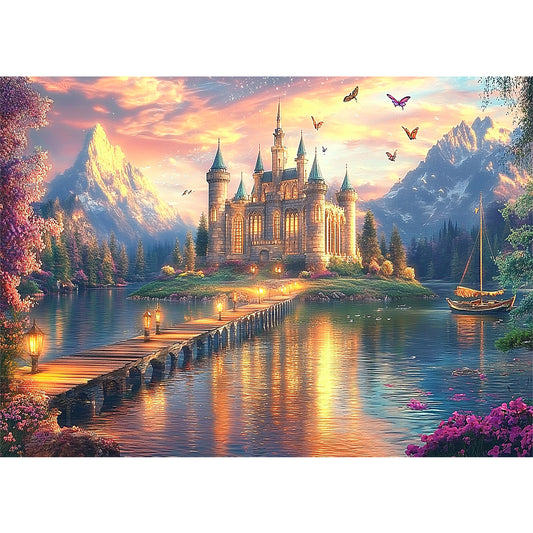 Jigsaw Puzzles for Adults 1000 Pieces Impossible Hard Difficult Challenging Puzzles for Adults 1000pc Puzzles Castle Sunset Jigsaw Puzzle 1000 Pieces 28 x 20 inch
