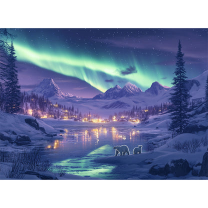 Yunlus 1000 Pieces Jigsaw Puzzles for Adults Northern Lights Polar Bear Puzzles Impossible Hard Difficult Challenging Puzzles for Teens Nature Jigsaw Puzzle 1000pc Puzzle 28 x 20 inch