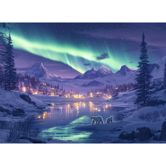 Yunlus 1000 Pieces Jigsaw Puzzles for Adults Northern Lights Polar Bear Puzzles Impossible Hard Difficult Challenging Puzzles for Teens Nature Jigsaw Puzzle 1000pc Puzzle 28 x 20 inch