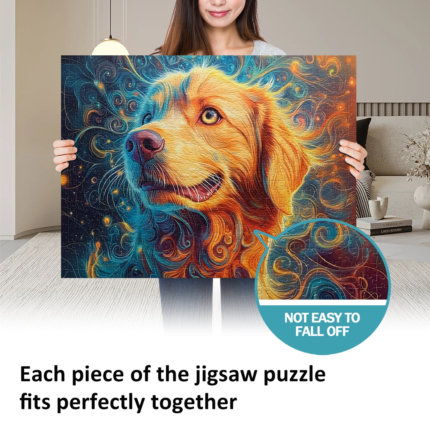 Yunlus Jigsaw Puzzles for Adults 1000 Pieces Golden Retriever Puzzle 1000pc Puzzles Impossible Hard Difficult Challenging Puzzles for Teens Joyful Dog Jigsaw Puzzle 1000 Pieces 28 x 20 inch