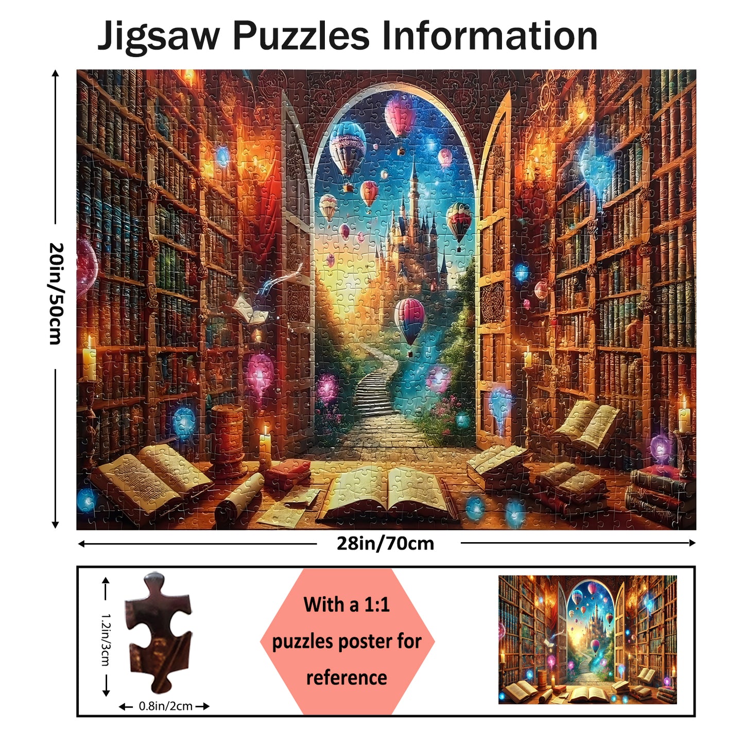 Yunlus Jigsaw Puzzles for Adults 1000 Pieces Impossible Hard Difficult Challenging Puzzles for Adults Teens 1000pc Puzzles Magical Castle Bookshelf Stories Jigsaw Puzzle 1000 Pieces 28 x 20 inch
