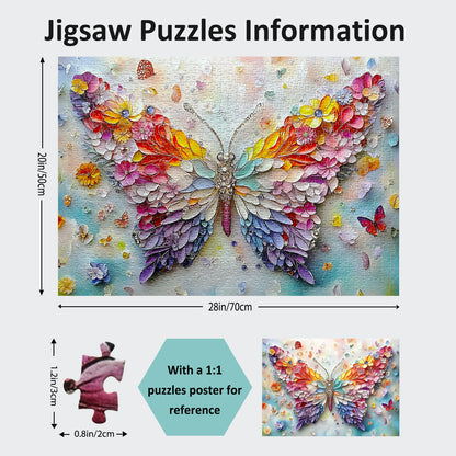 Puzzles Yunlus pour adultes 1000 pièces Impossible Difficile Défi Puzzles pour adultes Puzzles 1000 pièces Puzzle Ailes florales de papillon 1000 pièces 28 x 20 pouces 