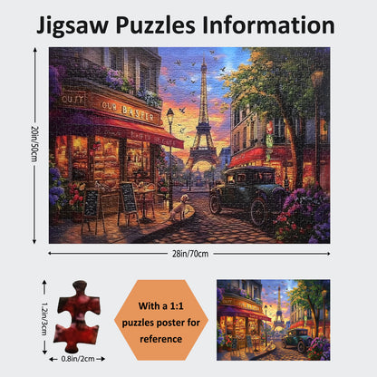 Yunlus Jigsaw Puzzles for Adults 1000 Pieces Impossible Hard Difficult Challenging Puzzles for Adults 1000pc Puzzles Charming Paris Street Jigsaw Puzzle 1000 Pieces 28 x 20 inch