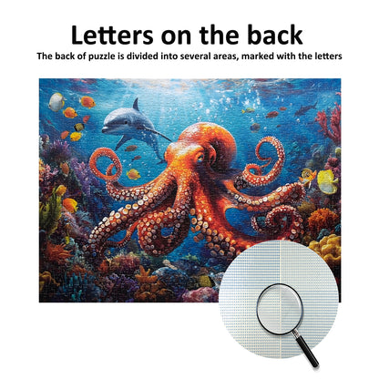 Yunlus 1000 Pieces Jigsaw Puzzles for Adults Octopus Puzzles Impossible Hard Difficult Challenging Puzzles for Teens Underwater World Jigsaw Puzzle Dolphin 1000pc Puzzle 28 x 20 inch